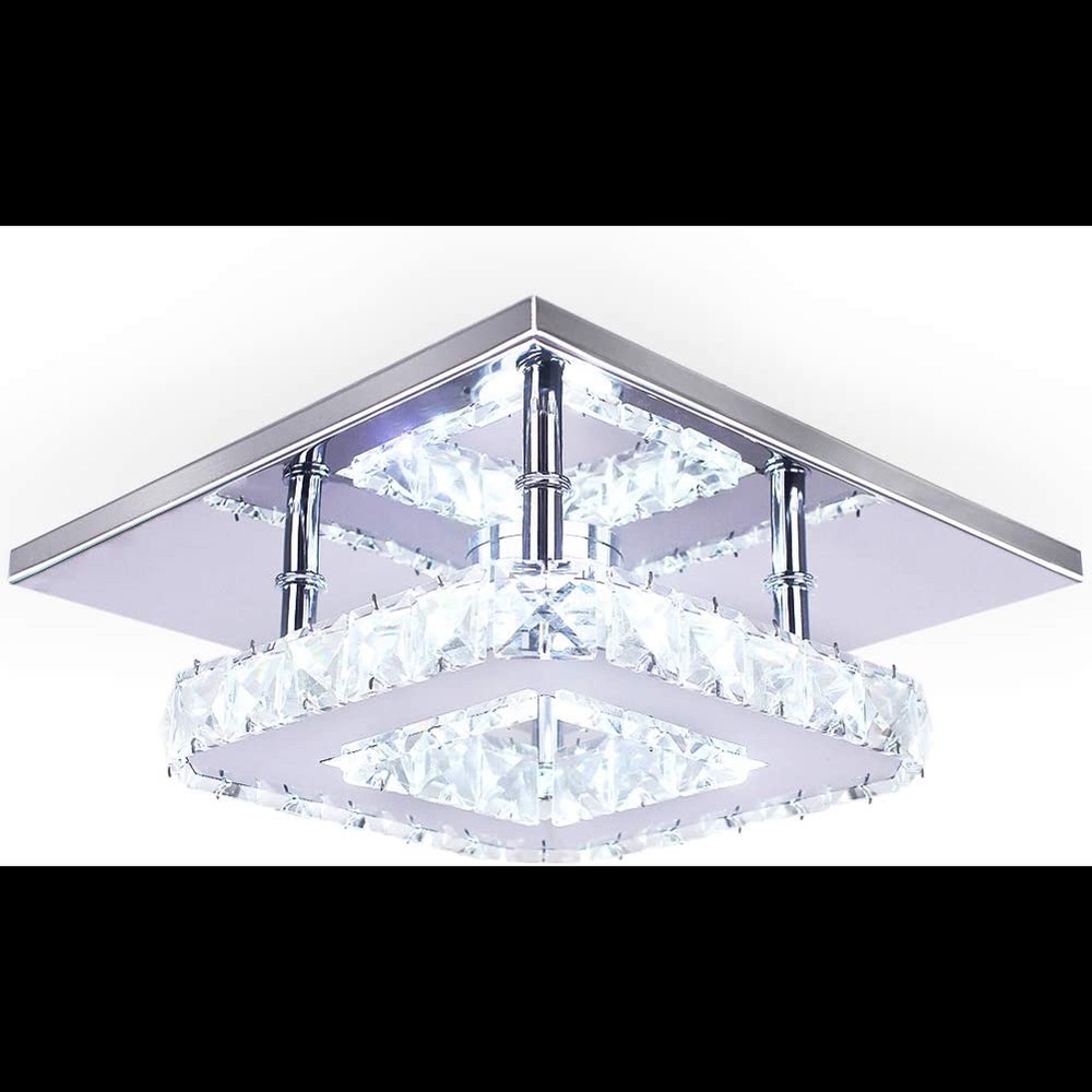Modern Crystal Chandelier  Mini Square Flush Mount Ceiling Light